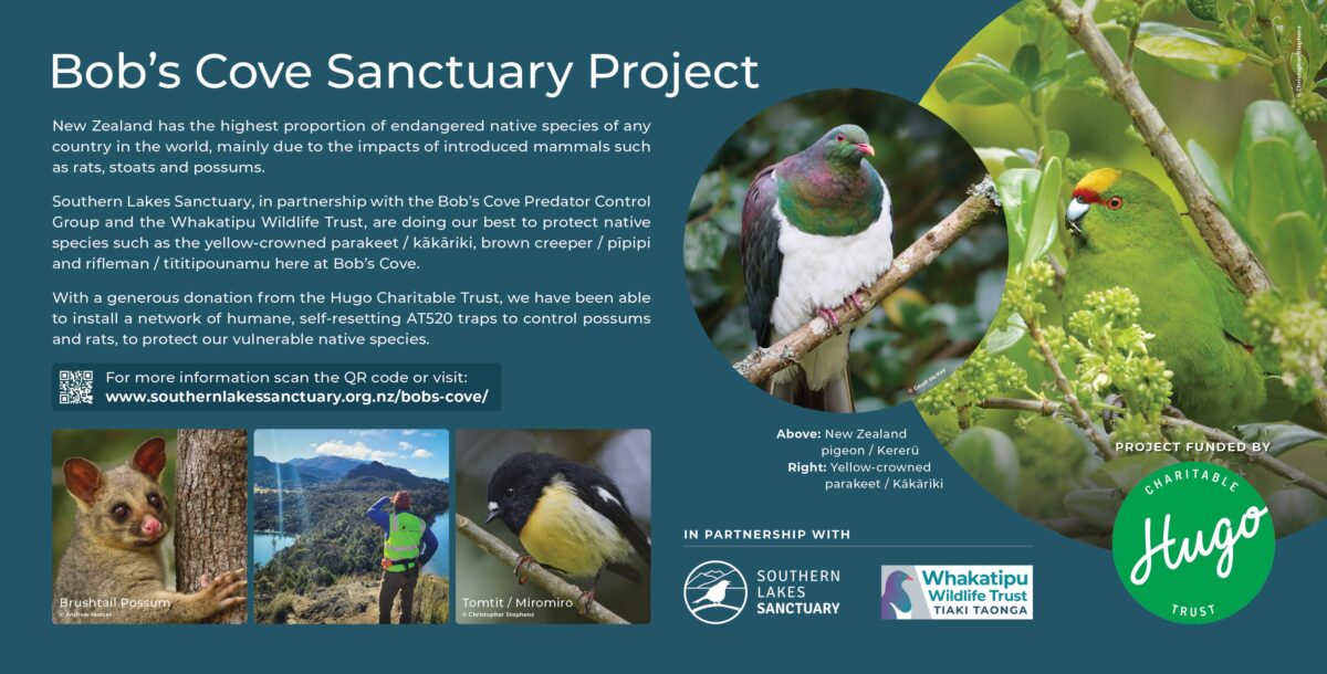Southern Lakes Sanctuary Bob's Cove Signage