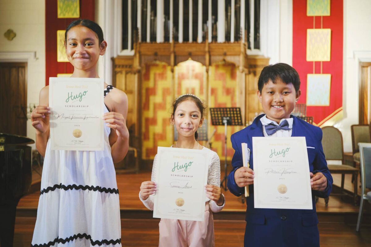 Hugo Charitable Trust support will inspire increased ambition and love of music for these tamariki and their whānau. The three scholarship recipients are: Patchara Khamphawa (violin) Patchara started learning the violin just over 2 years ago, and has made exceptional progress. He has already passed Grade 4 Violin, playing at a level equivalent to Year 12 – NCEA Level 2 at the end of primary school. Samaira Ahmed (violin) Having recently finished at Papatoetoe Central School, Samaira is a student who loves exploring the different sound world that the violin can create. She has made rapid progress on the violin, also reaching Grade 4 and is excited by the new opportunities the Hugo Charitable Trust Scholarship will bring. Moriyyah Talamaivao-Tagaloamatua (viola) Music plays an important part in the family life of Moriyyah. She enjoys the expressive sound of the viola, and her determination to succeed will undoubtedly stand her in good stead as she takes her musicianship and playing to the next level through her scholarship.
